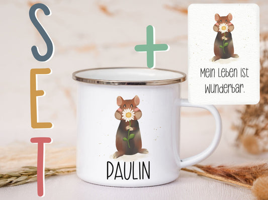 Emaille Tasse personalisiert - Hamster